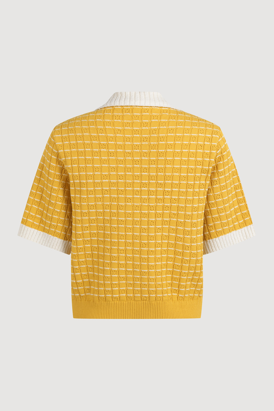 LUCKY CHOUETTE - 니트/가디건 - Color Block Short-Sleeved Collar Pullover