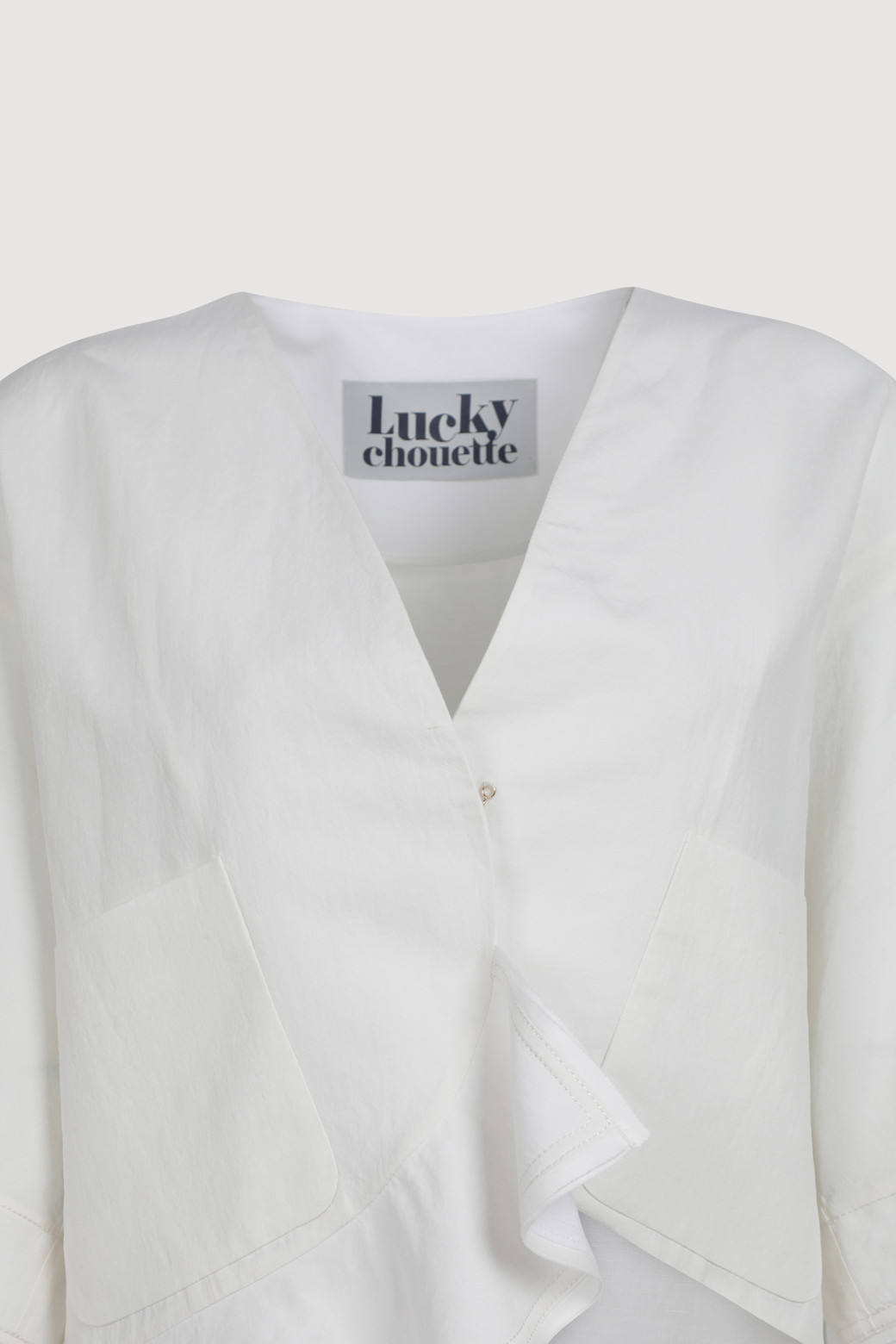 LUCKY CHOUETTE - 자켓 - Cardigan-Type Short Linen Jacket