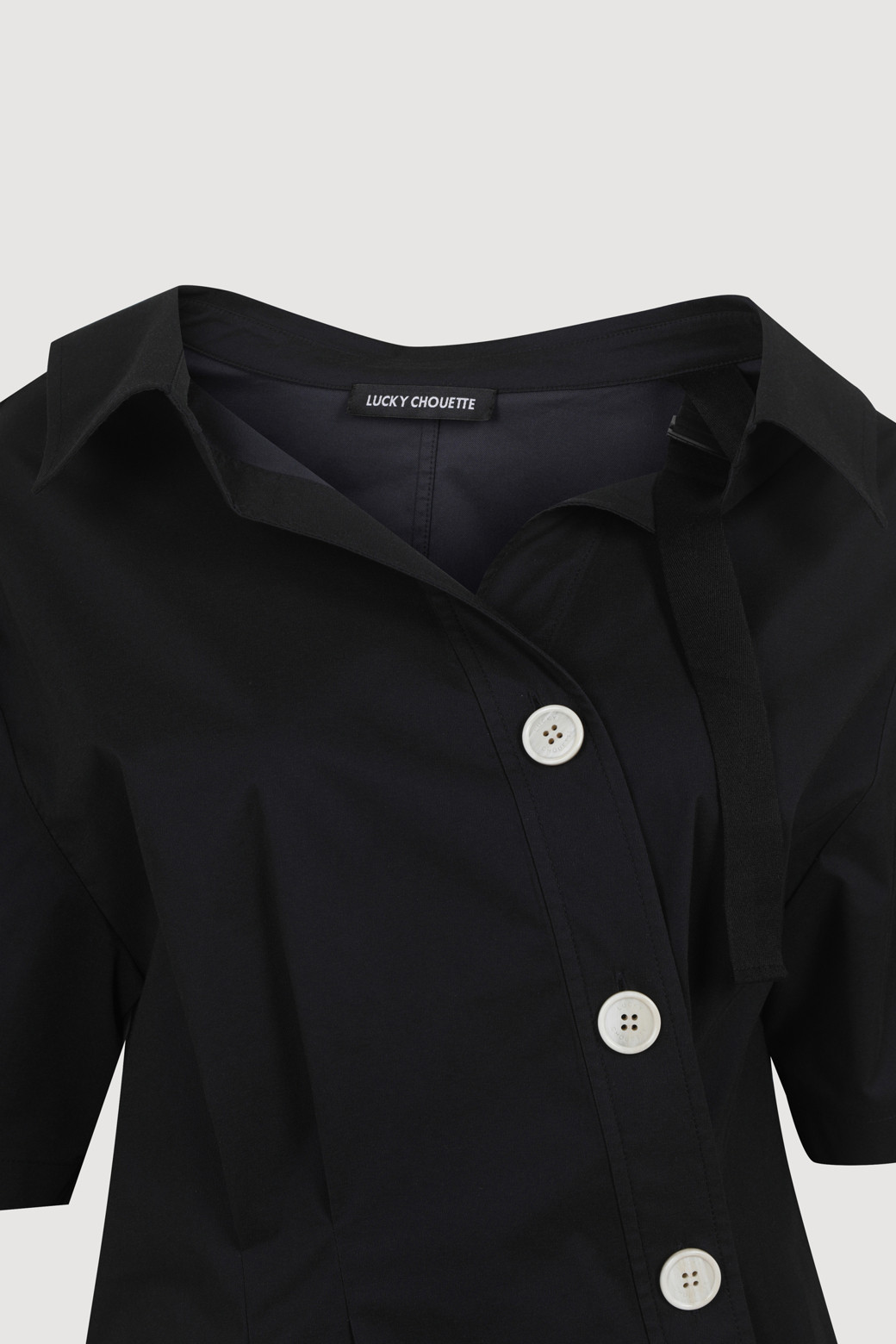 LUCKY CHOUETTE - 블라우스/셔츠 - Shoulder Strap Half Sleeve Blouse