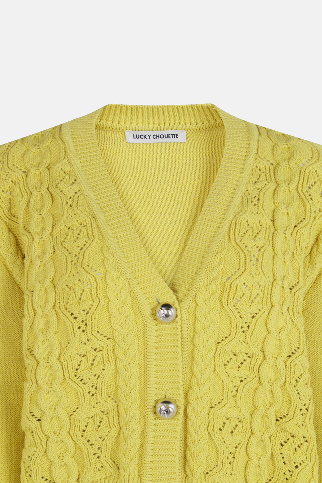 LUCKY CHOUETTE - 니트/가디건 - Cable Variant Crop Knit Cardigan