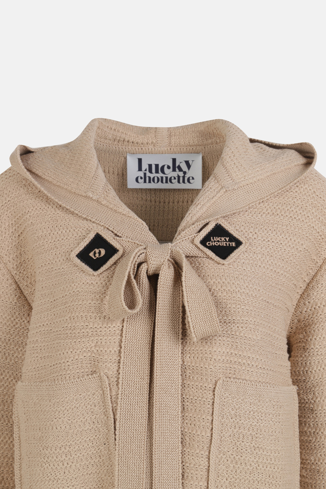 LUCKY CHOUETTE - 니트/가디건 - Strap-detailed Hooded Knitwear Cardigan