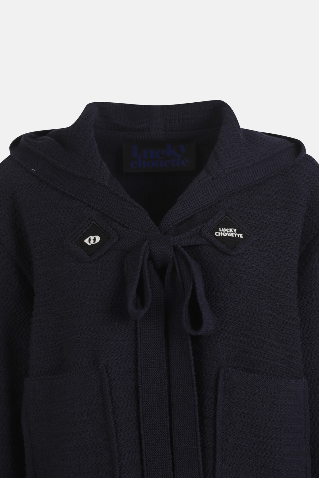 LUCKY CHOUETTE - 니트/가디건 - Strap-detailed Hooded Knitwear Cardigan