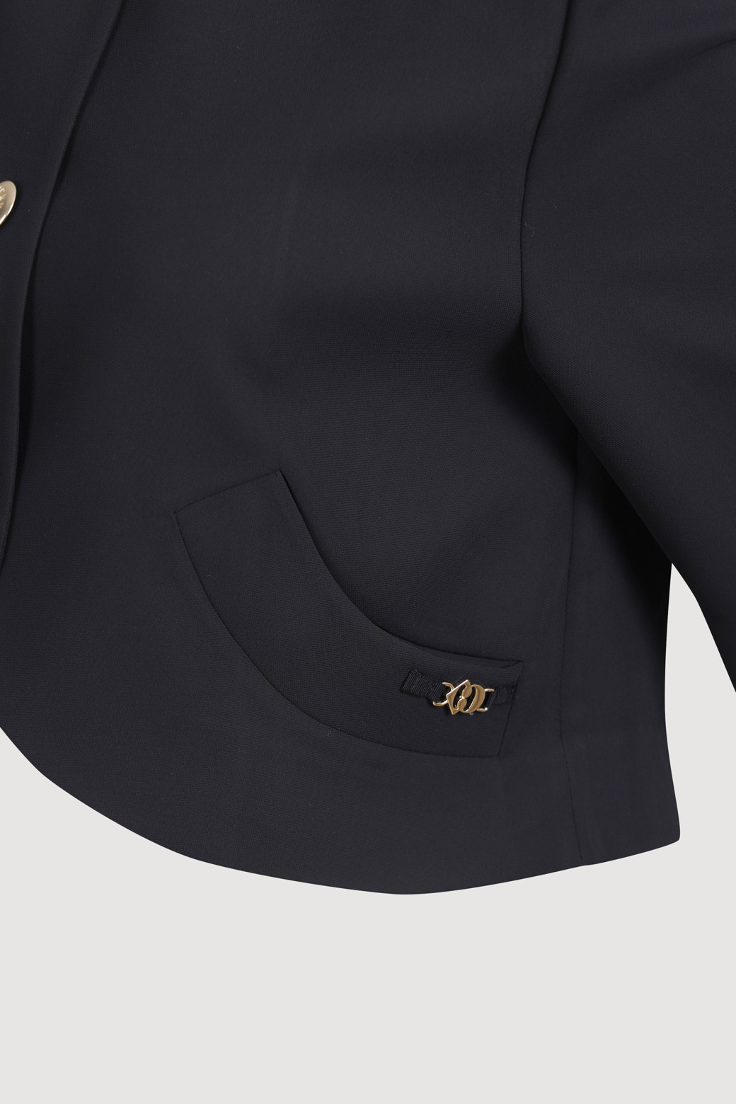 LUCKY CHOUETTE - 자켓 - Round-Neck Short-Sleeved Cropped Polyester Jacket