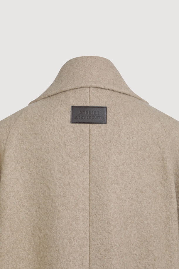 LUCKY CHOUETTE - 코트 - [Atelier] Detachable Neck Button Double Half Coat (dark beige)