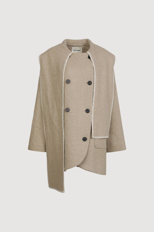 LUCKY CHOUETTE -  - [Atelier] Muffler A-Line Coat (beige)