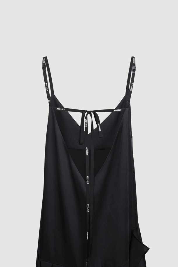 LUCKY CHOUETTE - 민소매 원피스 - [Atelier] Fabric MIX Pleats Slip Dress (black)