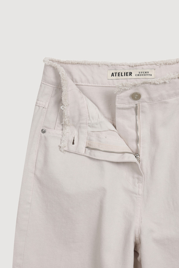 LUCKY CHOUETTE - 롱/미디팬츠 - [Atelier] Denim Wide Pants (light beige)