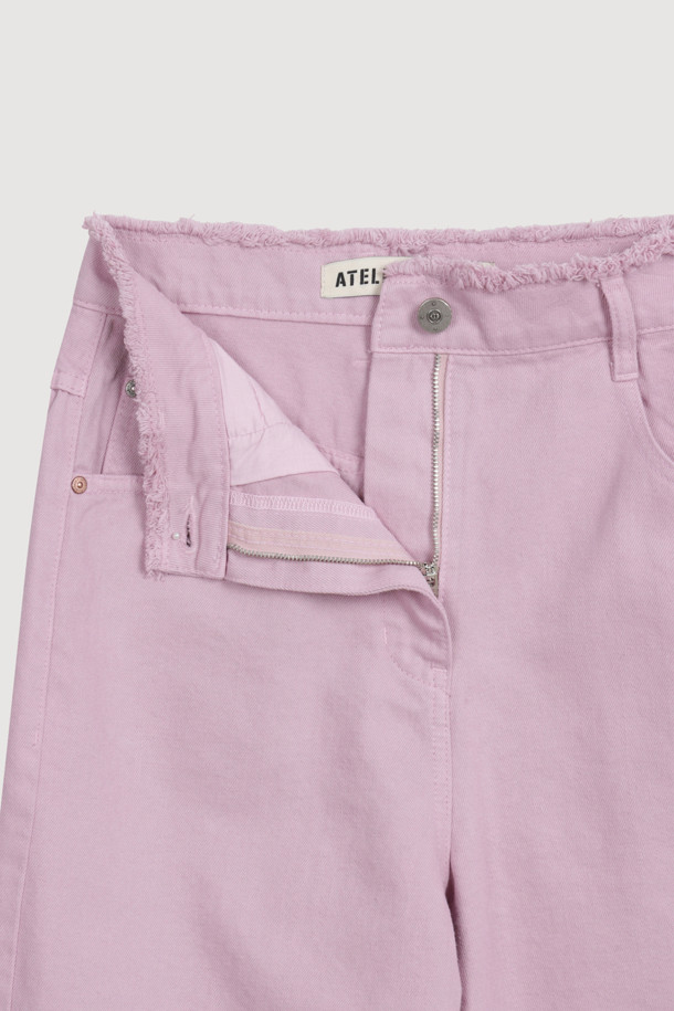 LUCKY CHOUETTE - 롱/미디팬츠 - [Atelier] Denim Wide Pants (pink)