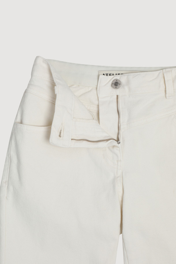 LUCKY CHOUETTE - 롱/미디팬츠 - [Atelier] Back Banding Napping Skinny Denim Pants (ivory)