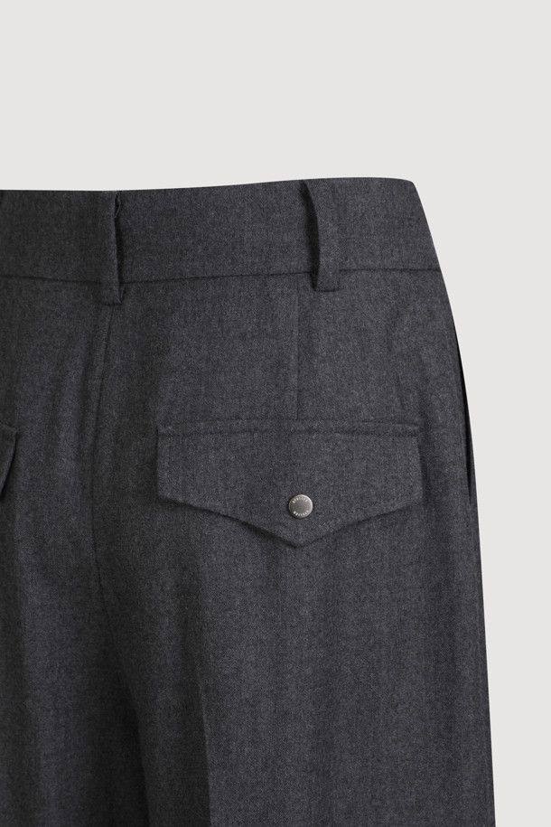 LUCKY CHOUETTE - 롱/미디팬츠 - [Atelier] Out Pocket Wool Baggy Pants (melange grey)