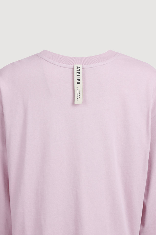 LUCKY CHOUETTE - 긴소매 티셔츠 - [Atelier] Printed Long-Sleeve Crop T-Shirt (pink)