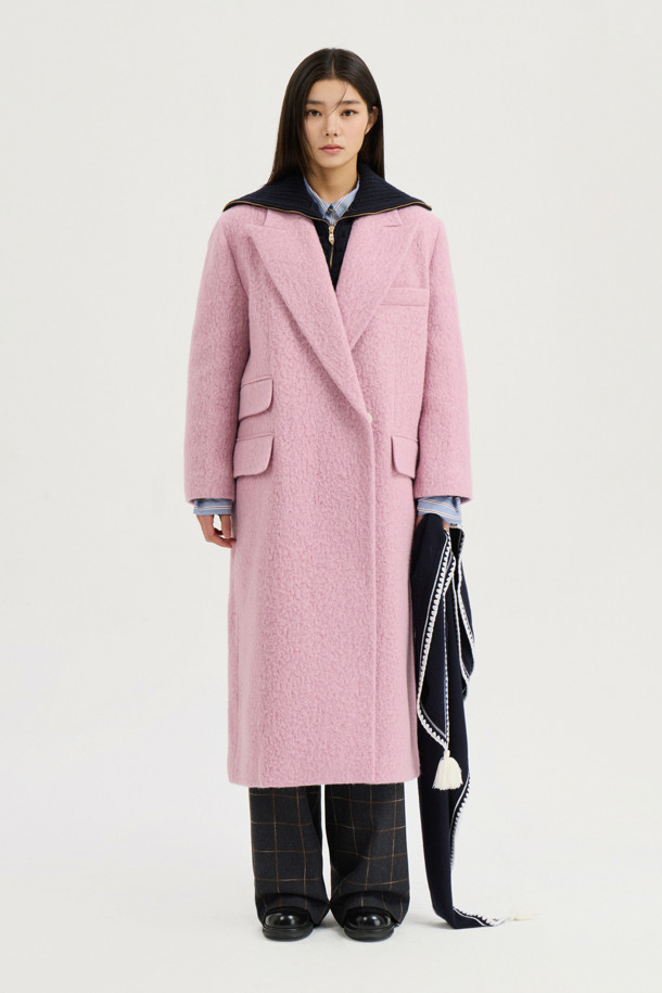 LUCKY CHOUETTE - 코트 - Gang Collar Hairy Double Coat (pink)