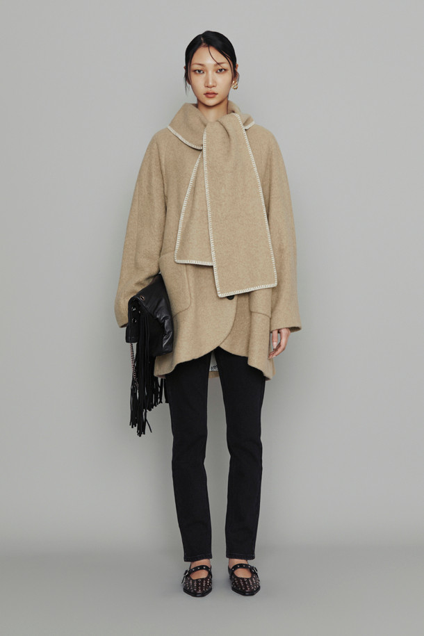 LUCKY CHOUETTE -  - [Atelier] Muffler A-Line Coat (beige)