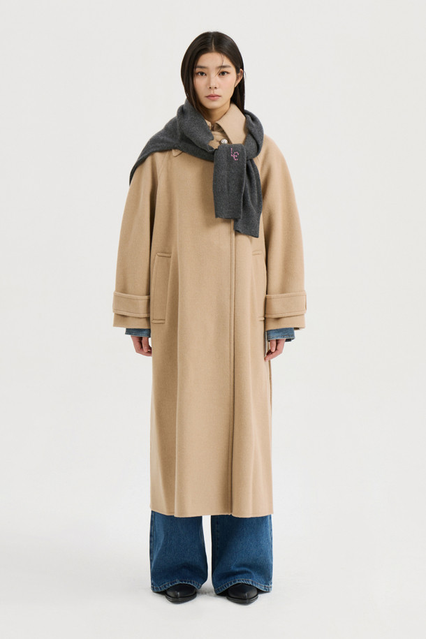 LUCKY CHOUETTE - 코트 - [Atelier] Mac Coat-type Belt Long Coat (melange beige)