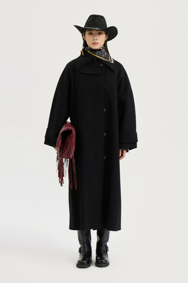 LUCKY CHOUETTE - 코트 - [Atelier] Mac Coat-type Belt Long Coat (black)