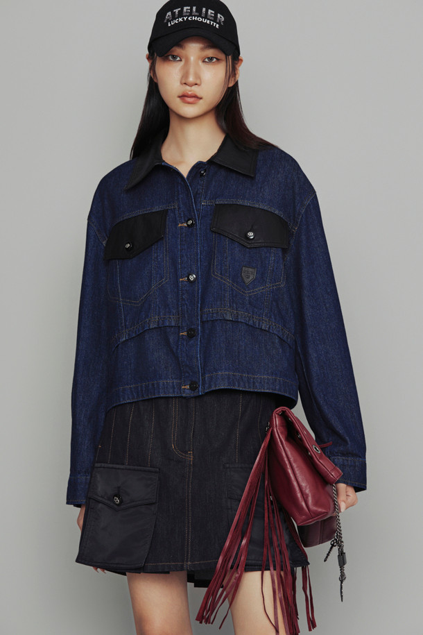 LUCKY CHOUETTE - 블라우스 - [Atelier] Leather Colored Denim Shirt (blue)