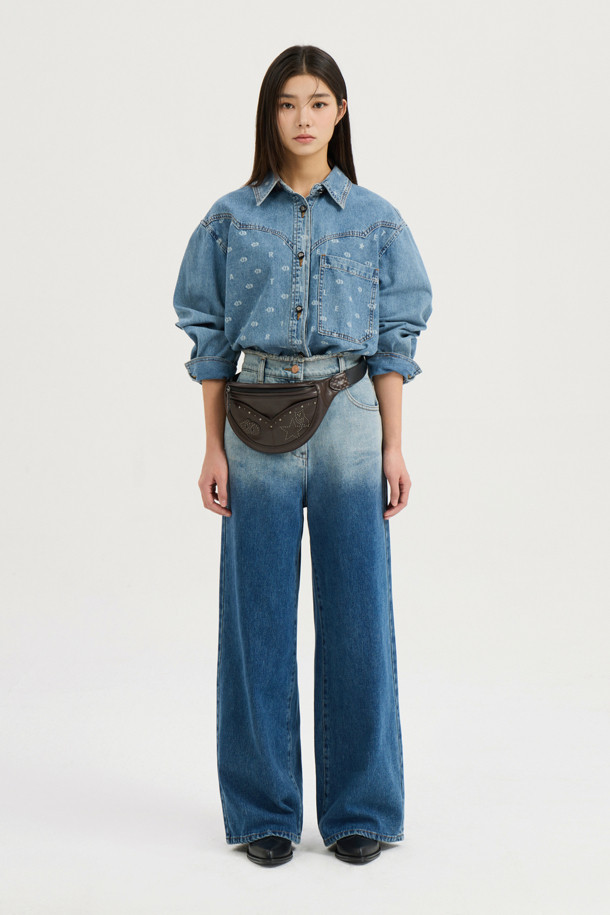 LUCKY CHOUETTE - 롱/미디팬츠 - [Atelier] Gradient Wide Denim Pants (blue)