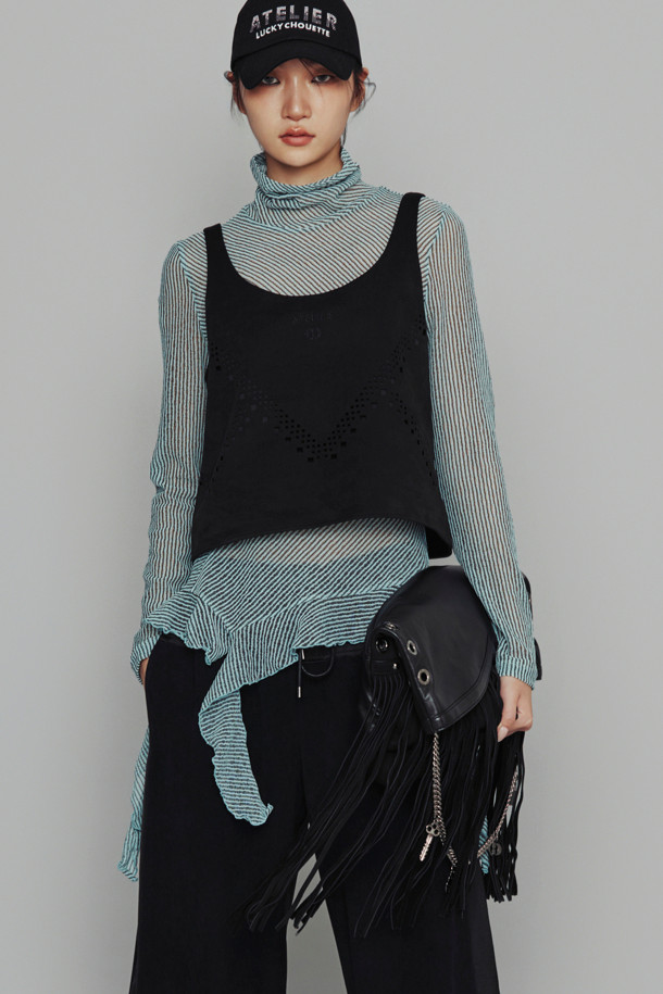 LUCKY CHOUETTE - 블라우스 - [Atelier] Suede Bustier Blouse (black)