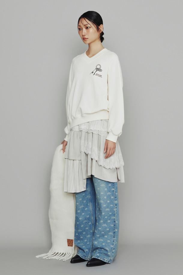 LUCKY CHOUETTE - 스웻셔츠 - [Atelier] Sleeve Volume Sweatshirt (ivory)