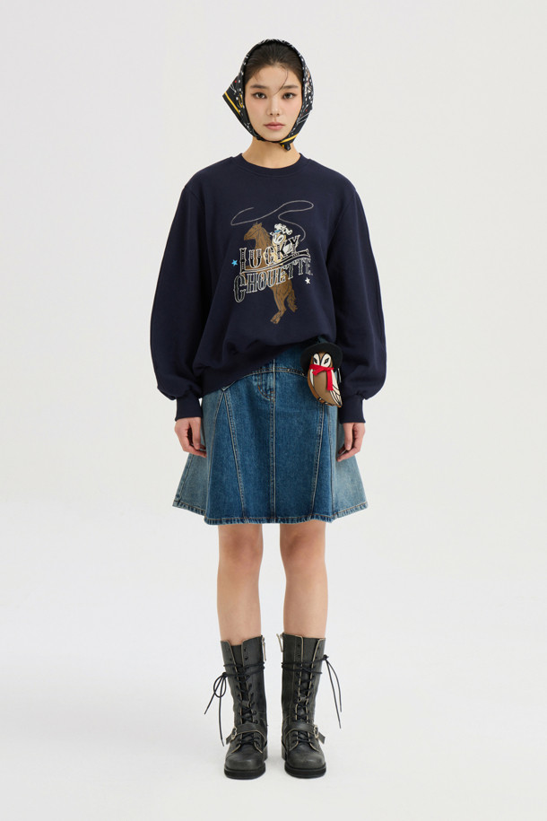 LUCKY CHOUETTE - 긴소매 티셔츠 - [Atelier] Chouette Point Sweatshirt (dark navy)