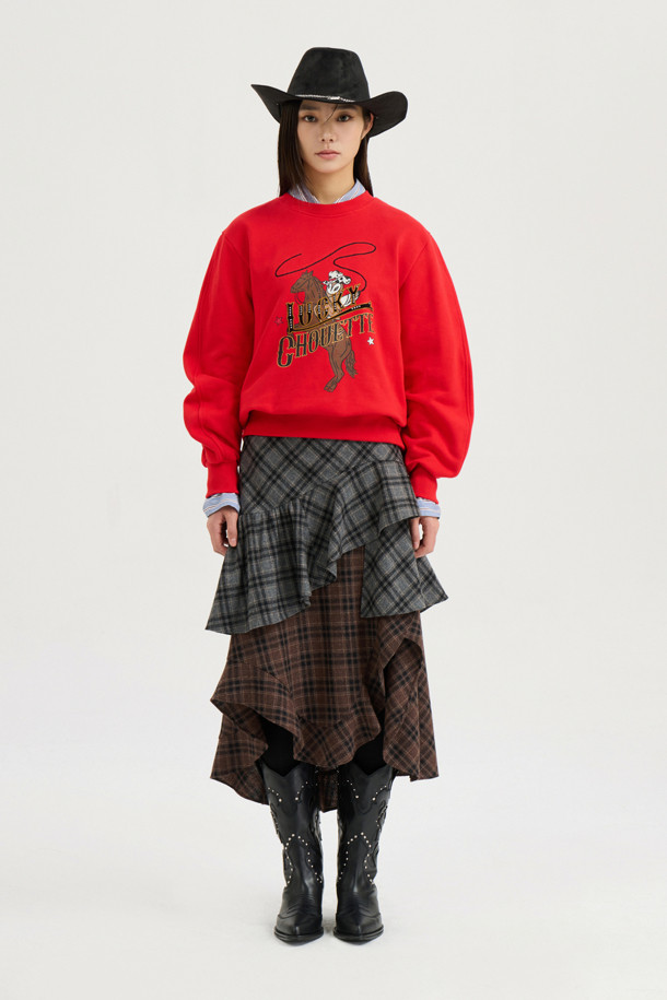 LUCKY CHOUETTE - 긴소매 티셔츠 - [Atelier] Chouette Point Sweatshirt (red)