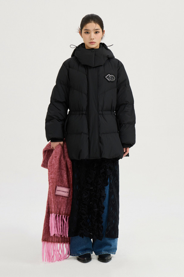 LUCKY CHOUETTE - 패딩 - Detachable Hooded Flare Goose-down Jumper (black)