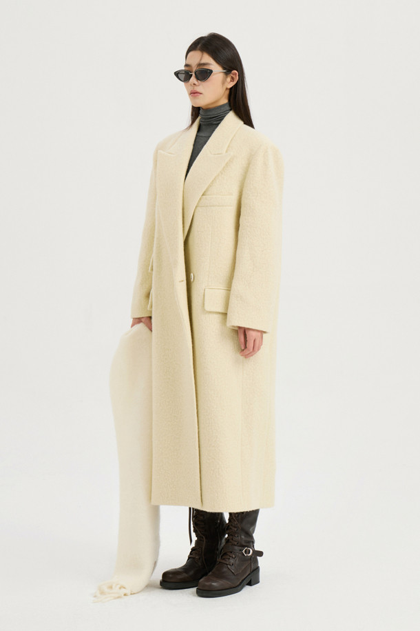 LUCKY CHOUETTE - 코트 - Gang Collar Hairy Double Coat (ivory)