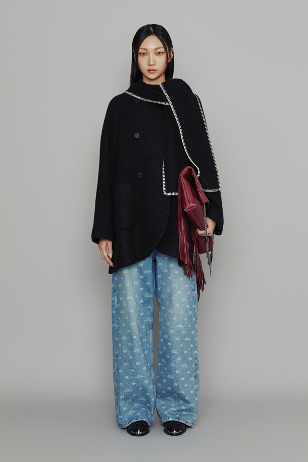 LUCKY CHOUETTE - 코트 - [Atelier] Muffler A-Line Coat (dark navy)