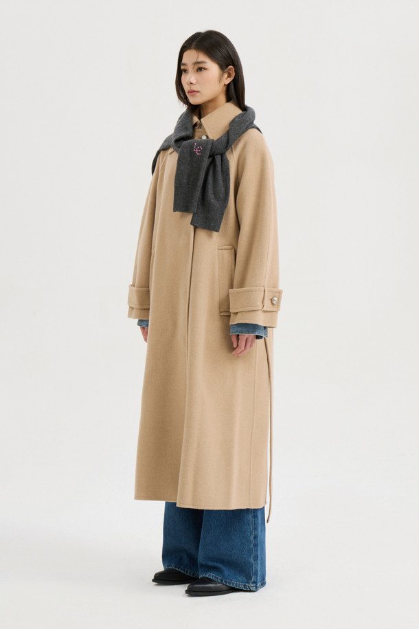 LUCKY CHOUETTE - 코트 - [Atelier] Mac Coat-type Belt Long Coat (melange beige)