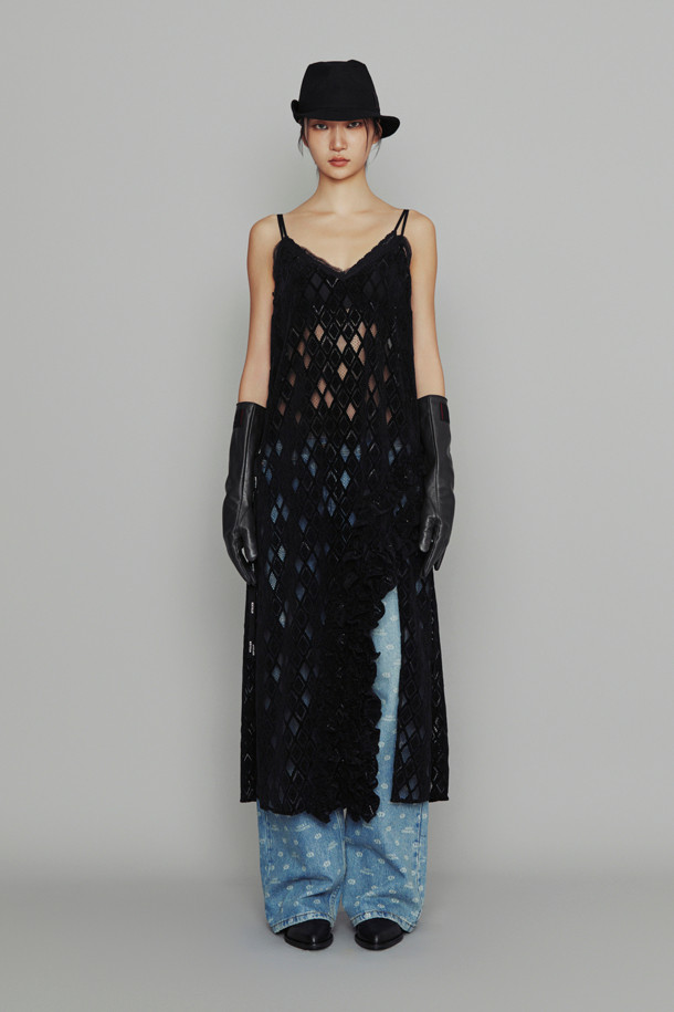 LUCKY CHOUETTE - 민소매 원피스 - [Atelier] Lace Frill Slip Dress (black)