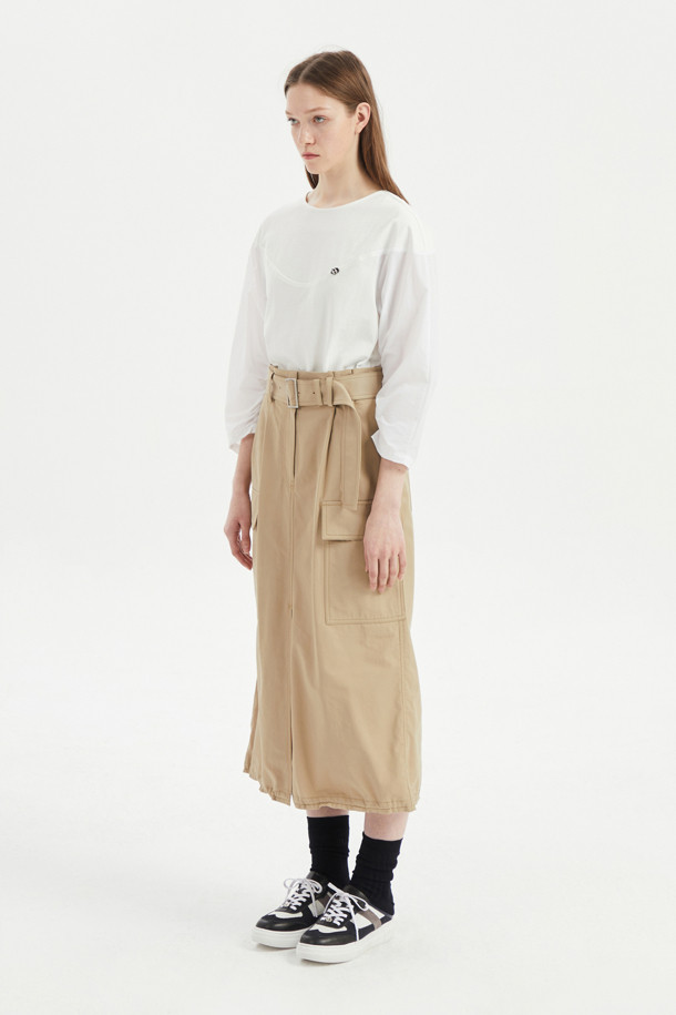 LUCKY CHOUETTE - 롱스커트 - Cotton Out Pocket Back Banding Long Skirt