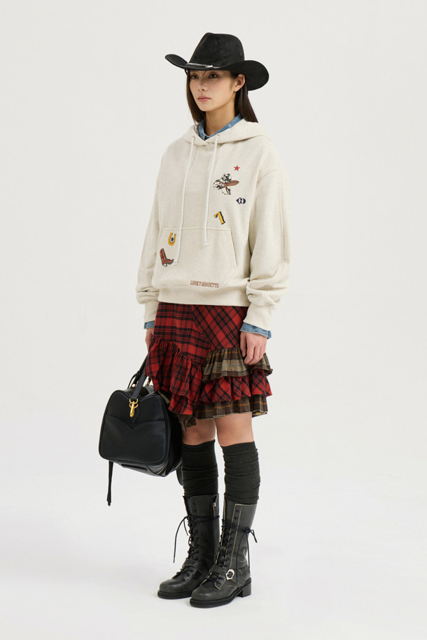 LUCKY CHOUETTE - 미니스커트 - [Atelier] Check Mix Mini Skirt (red)