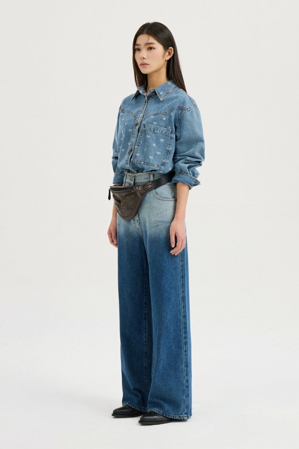 LUCKY CHOUETTE - 롱/미디팬츠 - [Atelier] Gradient Wide Denim Pants (blue)