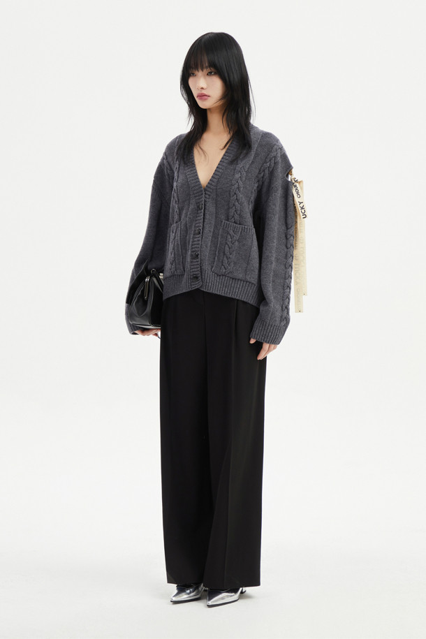 LUCKY CHOUETTE - 롱/미디팬츠 - Button Point Wide Pants