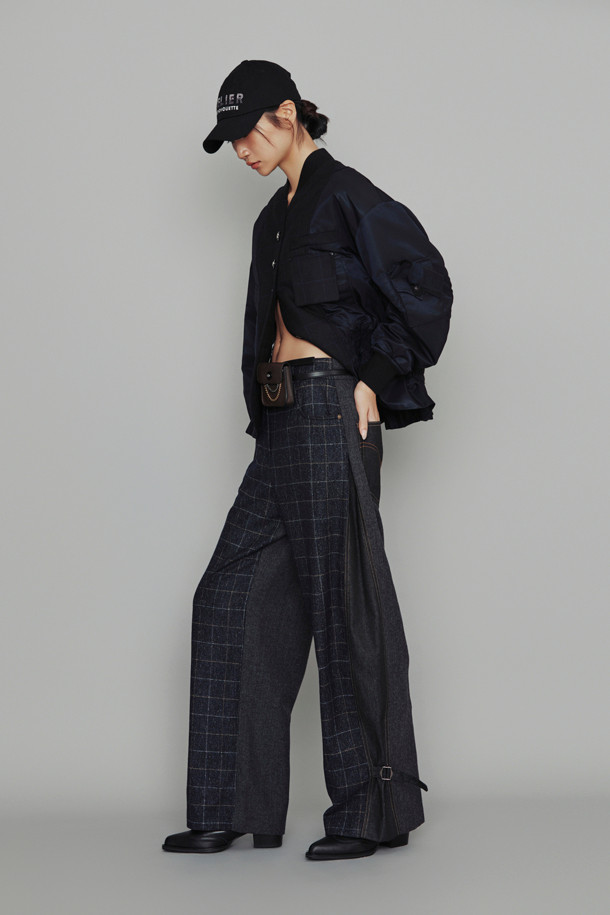 LUCKY CHOUETTE - 롱/미디팬츠 - [Atelier] Check Herringbone Mix Pants (navy)