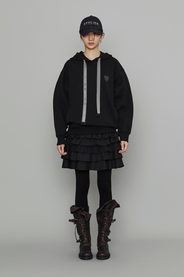 LUCKY CHOUETTE - 후디 - [Atelier] Back Key Point Hood T-Shirt (dark black)