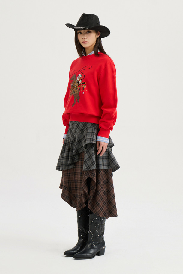 LUCKY CHOUETTE - 긴소매 티셔츠 - [Atelier] Chouette Point Sweatshirt (red)