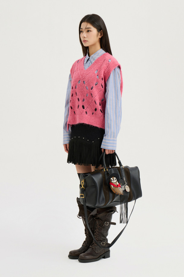 LUCKY CHOUETTE - 스웨터 - [Atelier] Alpaca Scotch Knit Vest (pink)