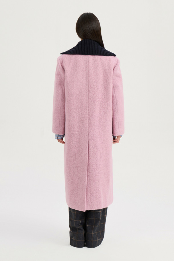 LUCKY CHOUETTE - 코트 - Gang Collar Hairy Double Coat (pink)