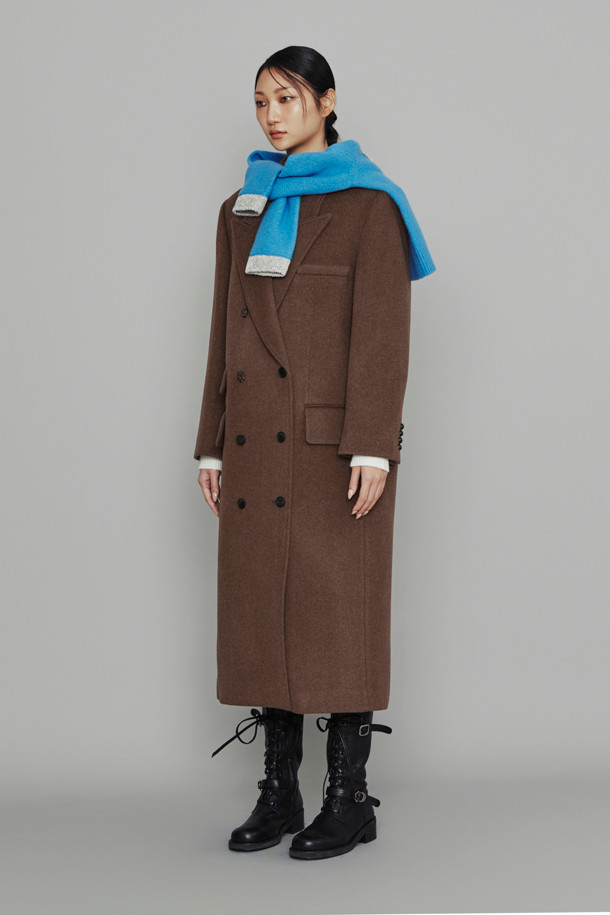 LUCKY CHOUETTE - 코트 - [Atelier] Double Long Coat (melange brown)