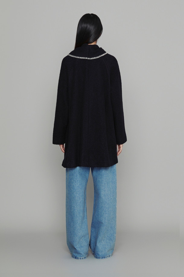 LUCKY CHOUETTE - 코트 - [Atelier] Muffler A-Line Coat (navy)