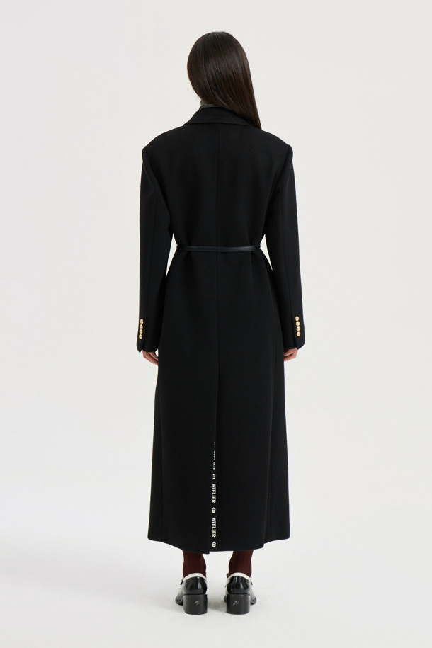 LUCKY CHOUETTE - 코트 - [Atelier] Slim Fit Maxi Long Coat(Optional belt) (black)