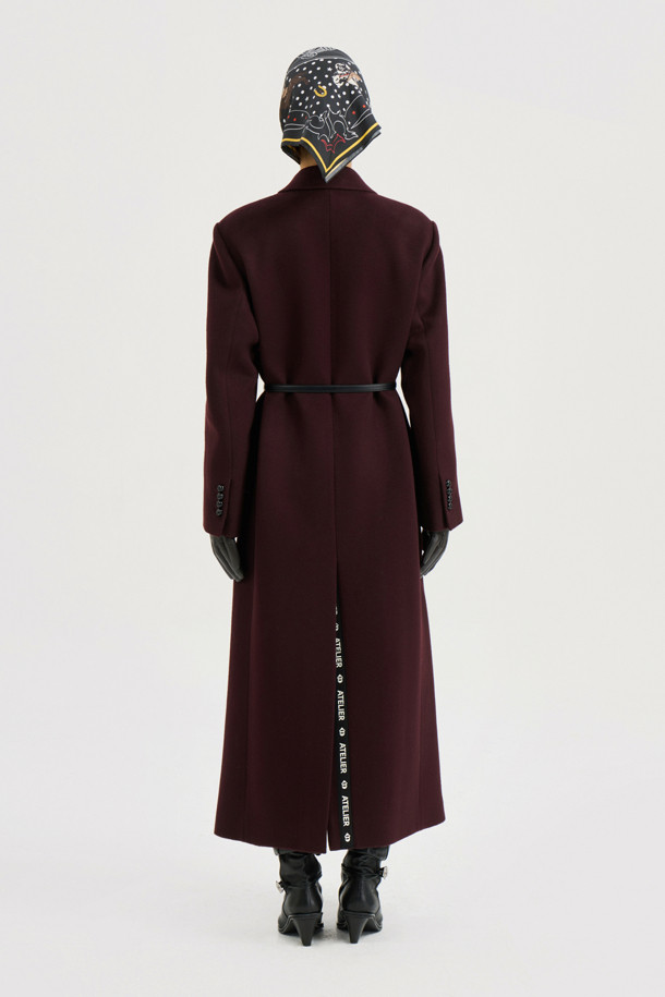 LUCKY CHOUETTE - 코트 - [Atelier] Slim Fit Maxi Long Coat(Optional belt) (wine)