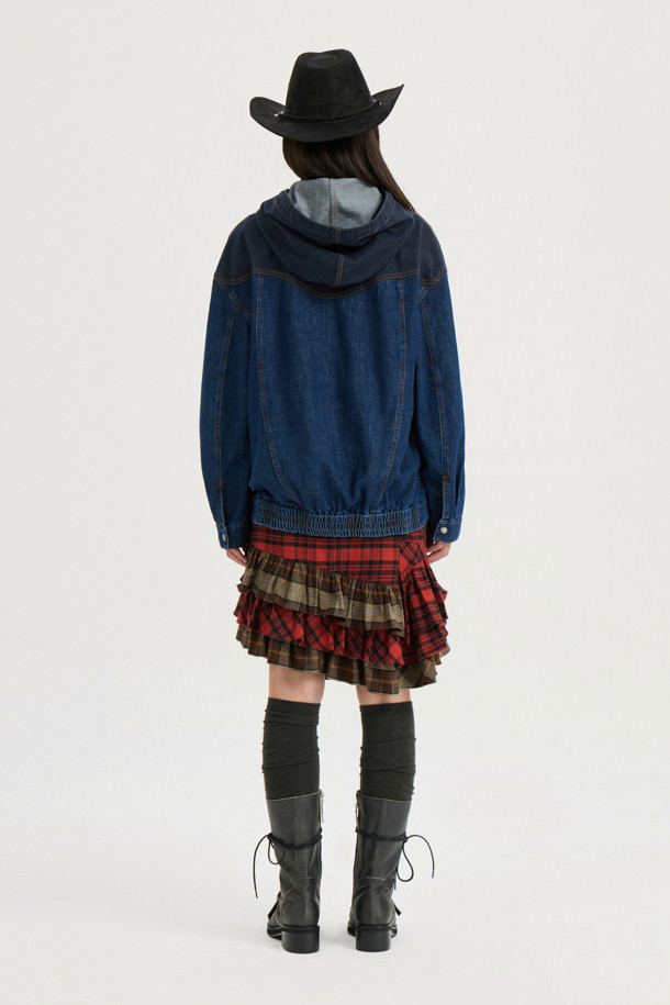 LUCKY CHOUETTE - 블라우스 - Color Block Denim Anorak (blue)