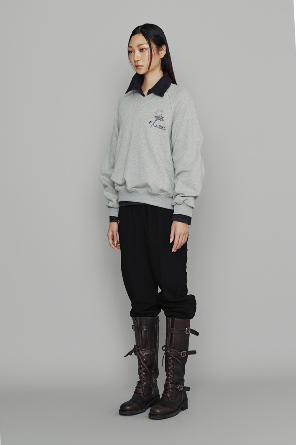 LUCKY CHOUETTE - 롱/미디팬츠 - [Atelier] Frill Point Jogger Banding Pants (black)