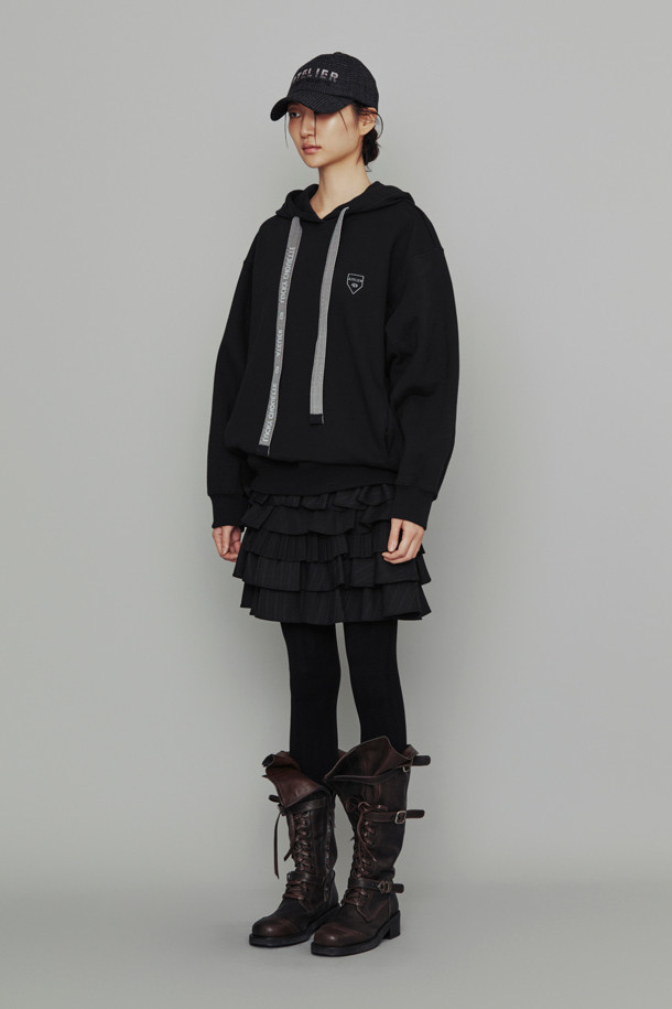 LUCKY CHOUETTE - 후디 - [Atelier] Back Key Point Hood T-Shirt (dark black)