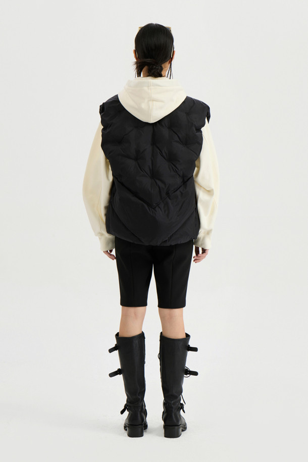 LUCKY CHOUETTE - 패딩 - Embroidery Quilting Goose Down Vest (black)