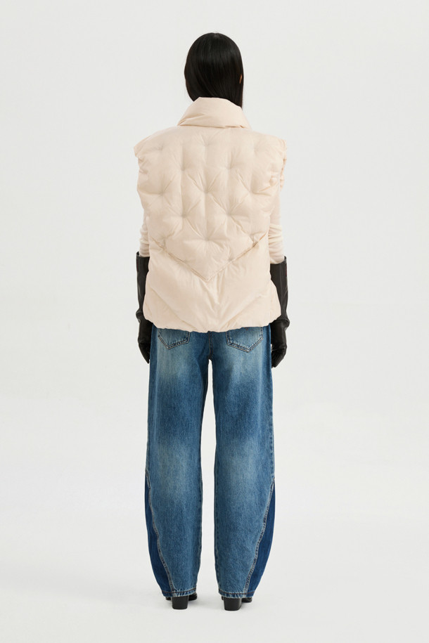 LUCKY CHOUETTE - 패딩 - Embroidery Quilting Goose Down Vest (light pink)