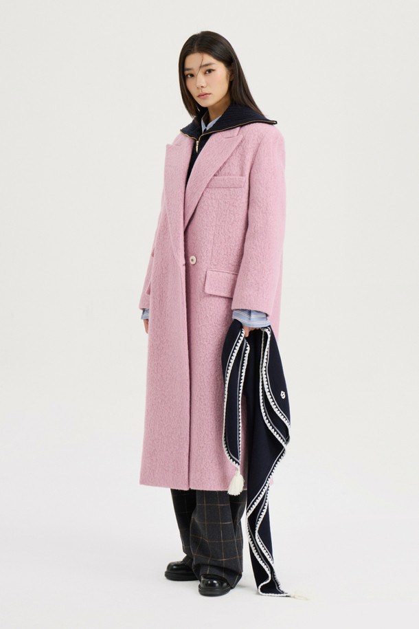 LUCKY CHOUETTE - 코트 - Gang Collar Hairy Double Coat (pink)