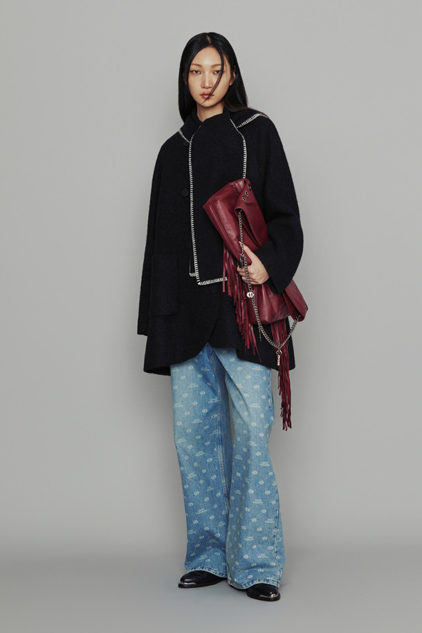 LUCKY CHOUETTE - 코트 - [Atelier] Muffler A-Line Coat (dark navy)